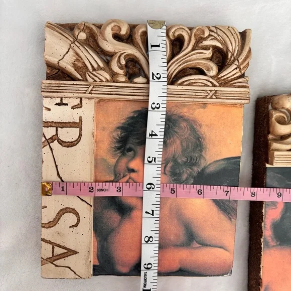 DECOLINE NY Set of 2 Cherub Decorative Vintage Wall Plaques - Picture 8 of 8